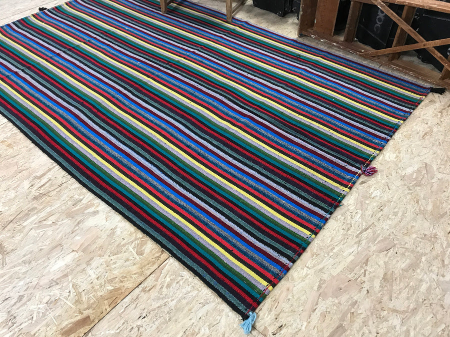 6x9 MCM Kilim Rainbow Striped Vintage Rug