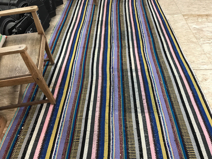 5x9 MCM Kilim Rainbow Colored Stripes