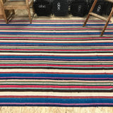 7x8 MCM Kilim Red & Blue Striped Carpet