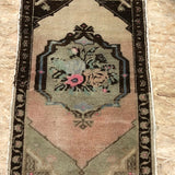2 X 3 Vintage Turkish Oushak Small Carpet Muted Brown, Blue and Pink '1949