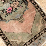 2 X 3 Vintage Turkish Oushak Small Carpet Muted Brown, Blue and Pink '1949