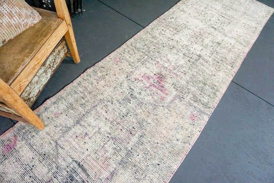 3 x 13 Turkish Oushak Runner Beige Pink, Black and Blue
