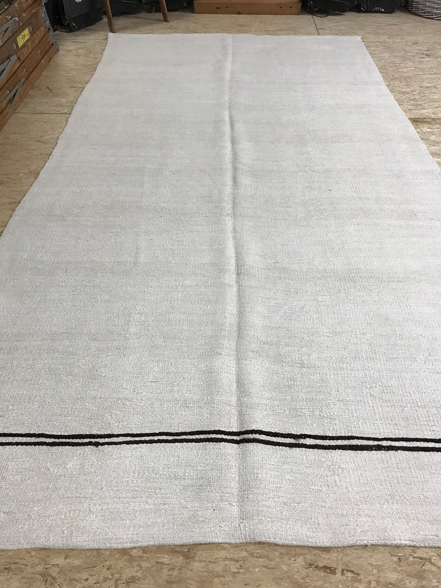 White Hemp Kilim 6x11 MCM White Pure Organic Hemp