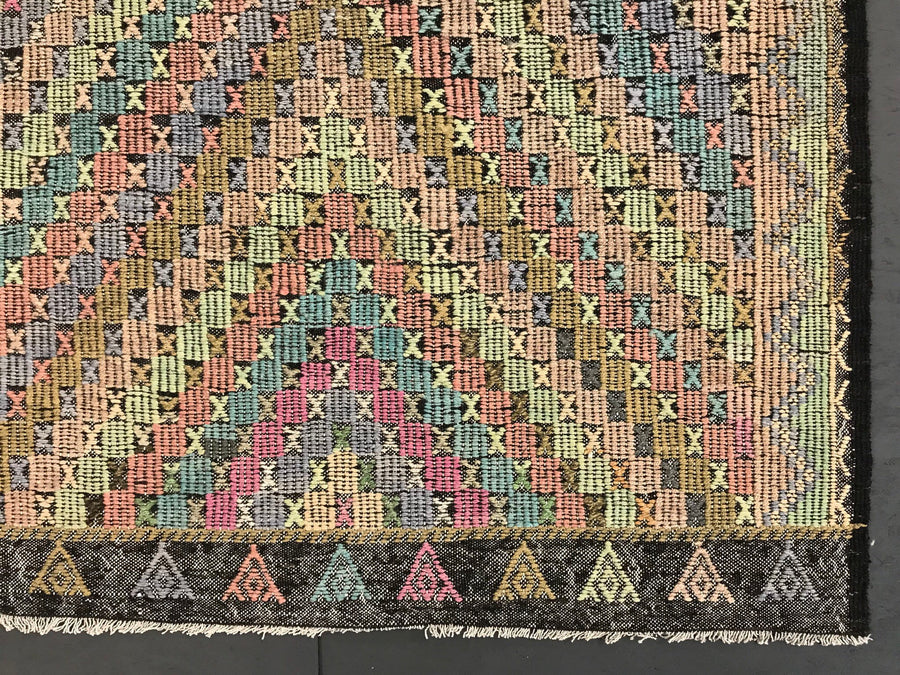 7 x 11 Cicim (jijim) Carpet Large Vintage Turkish Bohemian Kilim Rug Soft Pastels
