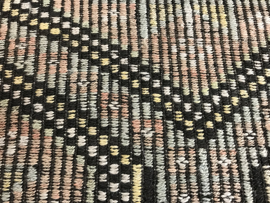 6 x 9 Cicim (jijim) Carpet Large Vintage Turkish Bohemian Kilim Rug Muted Pastels + Black
