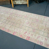 3 x 11  Turkish Oushak Runner Pink and Beige and Gray