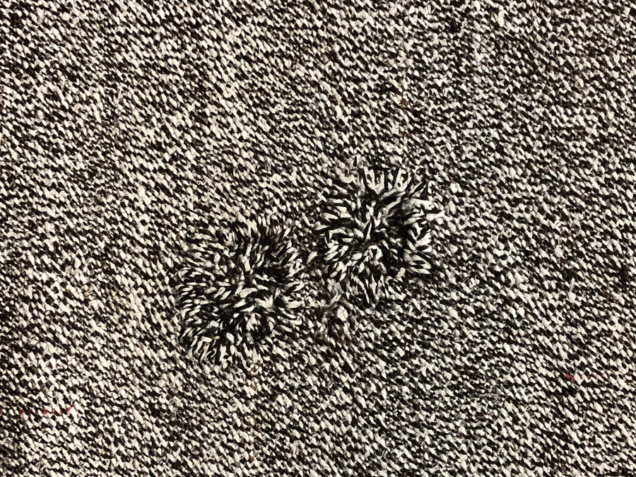 7 x 9 MCM Vintage Turkish Kilim Rug Hemp Goat Hair Black and White Tweed