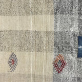 6 x 9 MCM Vintage Turkish Kilim  Hemp Ecru & Lavender and Gray Tweed