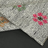 5'8 x 9'5 MCM Kilim Black & White Tweed Floral Rug