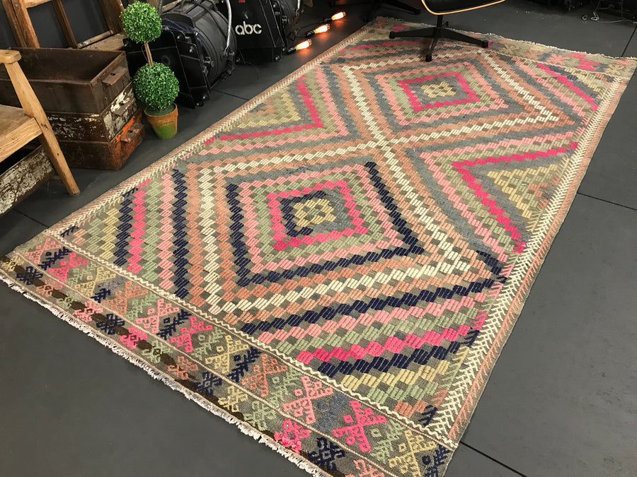 5'5 x 9'6 Cicim (jijim) Turkish Bohemian Kilim  Muted Pastels