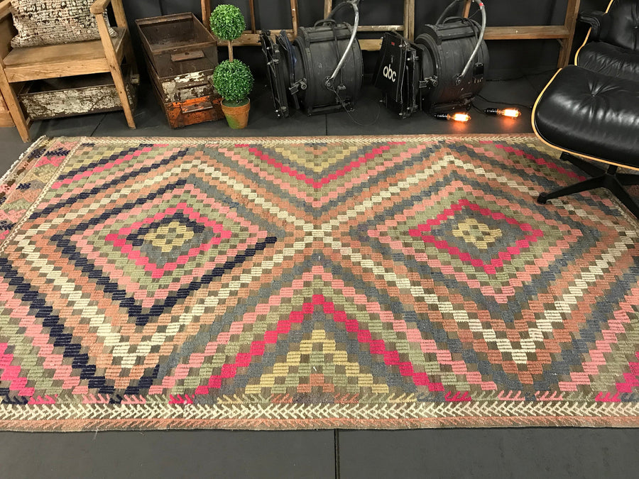 5'5 x 9'6 Cicim (jijim) Turkish Bohemian Kilim  Muted Pastels