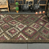 6 x 9 Cicim (jijim) Carpet Large Vintage Turkish Bohemian Kilim Rug Muted Plum + Gray