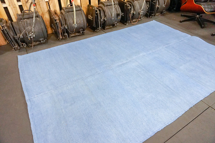 Scandinavian Style MCM 5 x 8 Indigo Blue Pure Organic Hemp Vintage