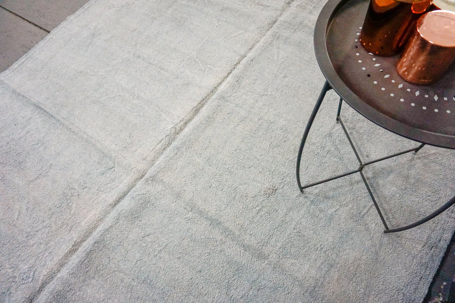 Hemp Kilim 7 x 8 Scandinavian Style MCM Slate Gray Pure Organic Hemp Vintage Turkish