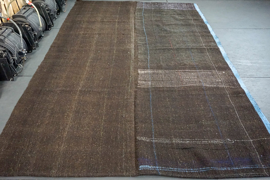 7' x 11' MCM Scandinavian Style  Brown Tweed Vintage Turkish Kilim
