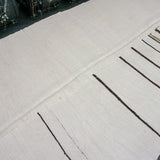 Hemp Kilim 6 x 10 Scandinavian Style MCM Off White + Brown Pure Organic Hemp Vintage Turkish Flatweave Rug 70's Patched