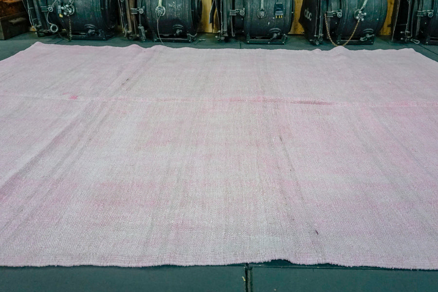 Hemp Kilim 6 x 8 Scandinavian Style MCM Pink Pure Organic Hemp Vintage