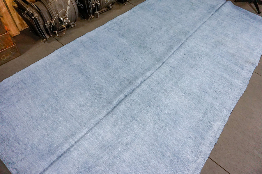 Hemp Kilim 6 x 12 Scandinavian Style MCM Indigo Blue Pure Organic Hemp Vintage Turkish