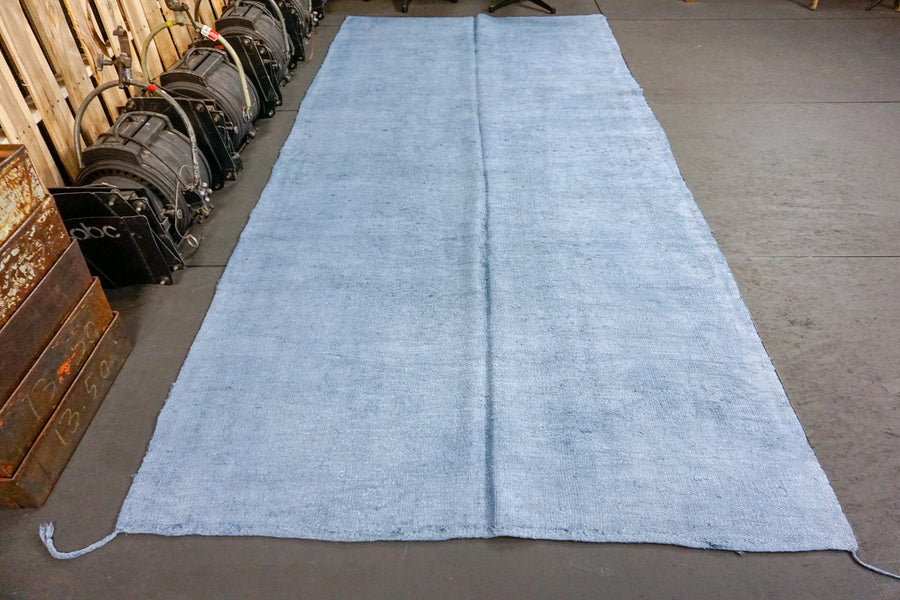Hemp Kilim 6 x 12 Scandinavian Style MCM Indigo Blue Pure Organic Hemp Vintage Turkish
