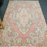 4'3 x 7'8 Oushak Rug Pale Red and Yellow