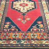 4'1 x 8'3 Oushak Rug Red, Tan + Blue