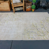 5 x 8 Oushak Rug Sand Beige, Green and Black Carpet