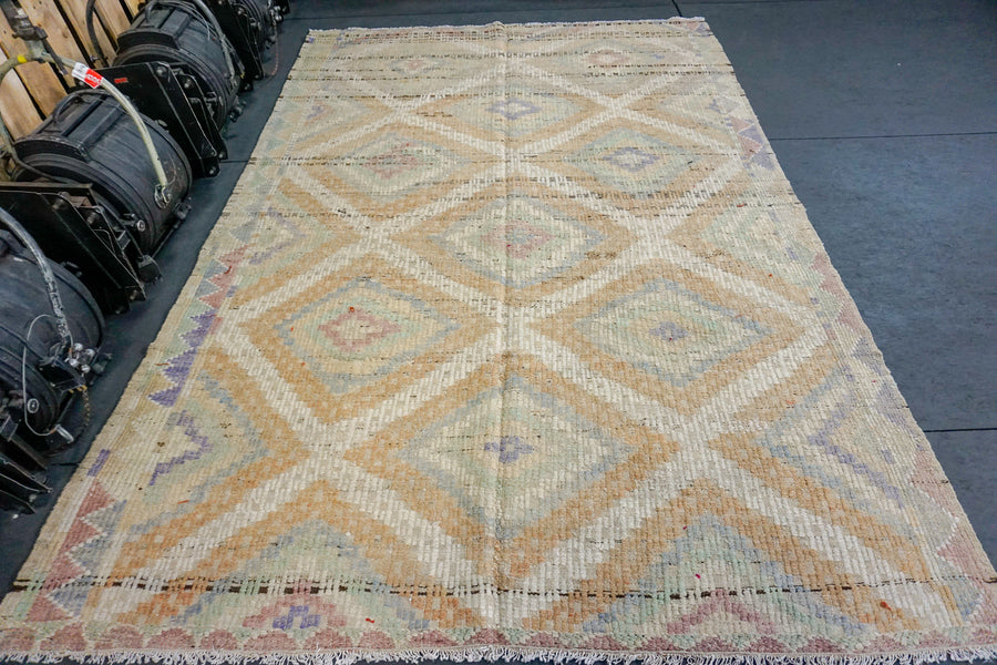6 x 9 Jijim Kilim Vintage Turkish Desert Colors Pastel