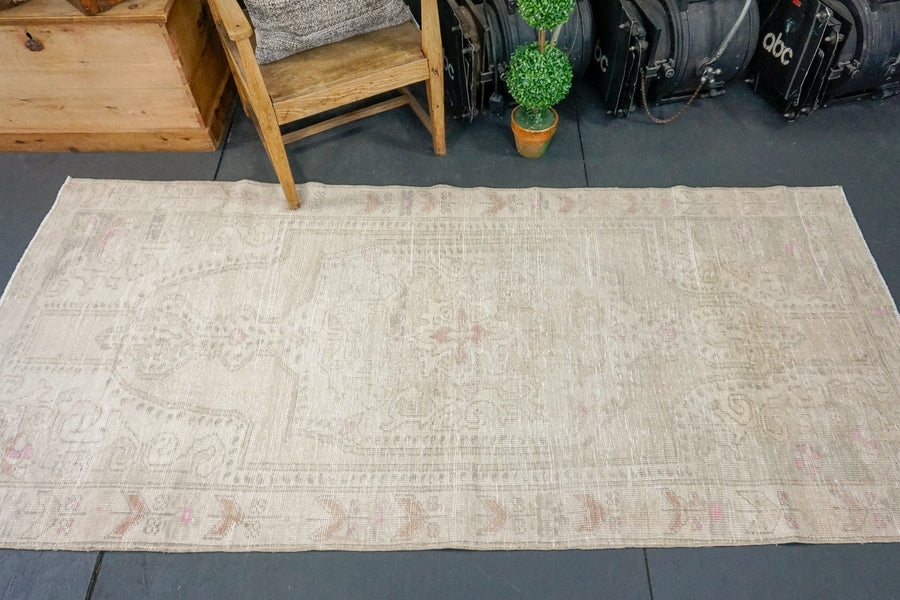 3'9 x 8'4 Oushak Rug Muted Taupe, Gray, Blush + Pink