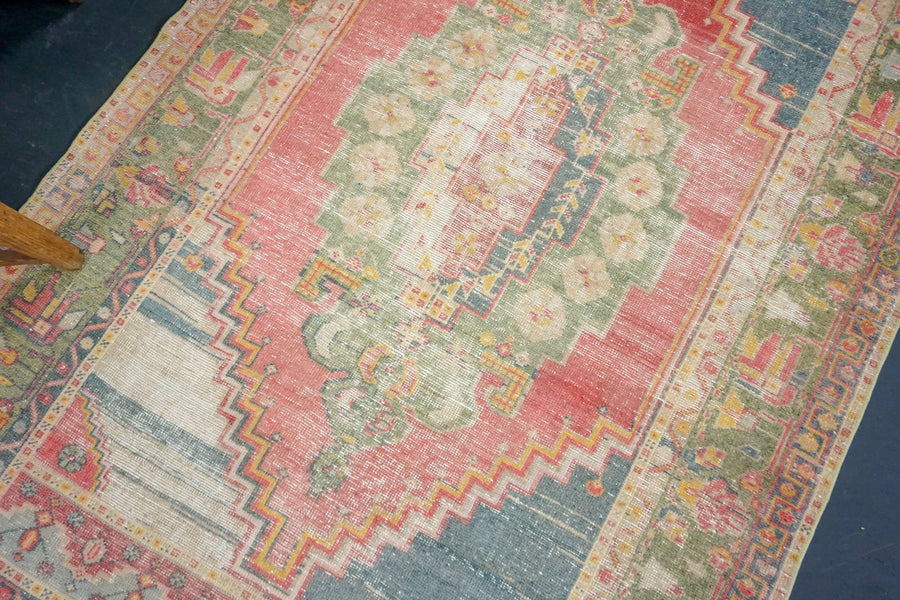 4'5 x 7'7 Oushak Rug Faded Red and Green SB