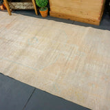 3'9 X 8'2 Oushak Rug Faded Apricot Blue and Cream