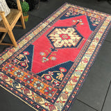 4'1 x 8'3 Oushak Rug Red, Tan + Blue