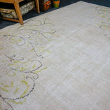 5 x 8 Oushak Rug Sand Beige, Green and Black Carpet