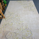 5 x 8 Oushak Rug Sand Beige, Green and Black Carpet