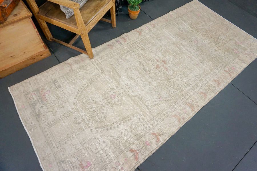 3'9 x 8'4 Oushak Rug Muted Taupe, Gray, Blush + Pink