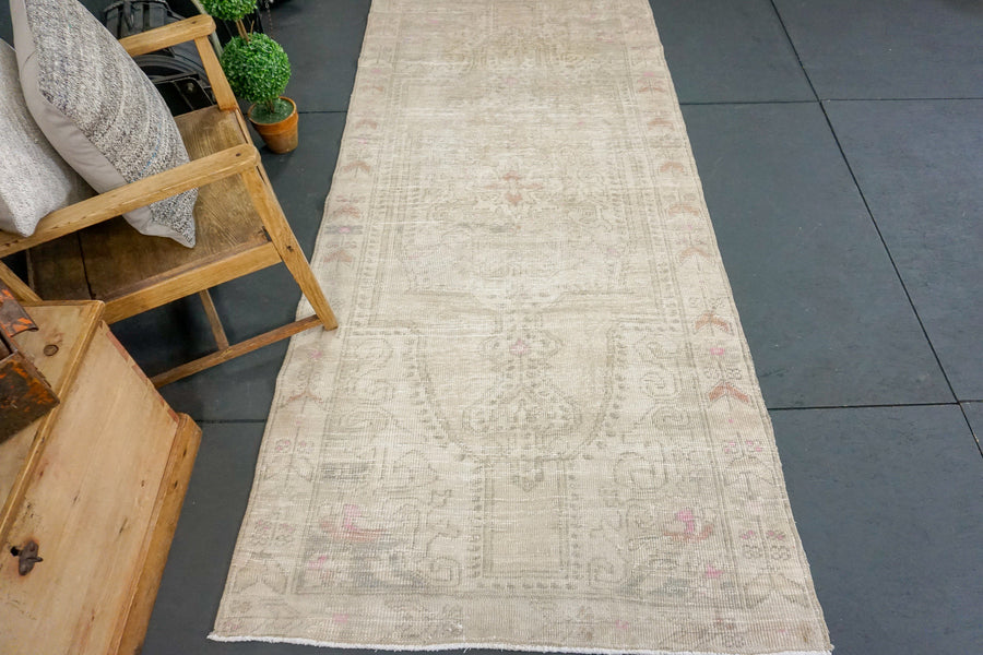 3'9 x 8'4 Oushak Rug Muted Taupe, Gray, Blush + Pink