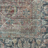 9’5 x 12’5 Classic Antique Rug Muted Turquoise Blue, Red & Gray