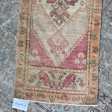 1’4 x 4’2 Vintage Oushak Mat Runner Very Muted Wine, Apricot & Beige SB '4556