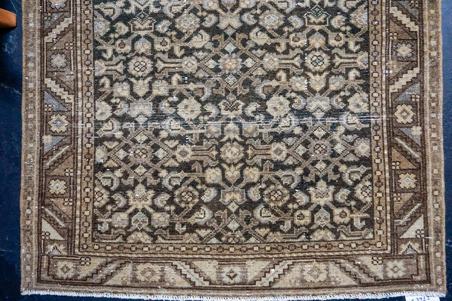 3’4 x 14’ Classic Vintage Runner Midnight Blue, Beige + Brown