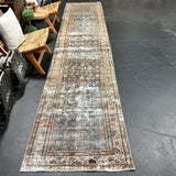 2’10 x 15’8 Classic Antique Runner Muted Blue, Copper & Gray
