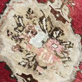 20” x 39” Vintage Turkish Oushak Rug Pale Red & Tan jun43