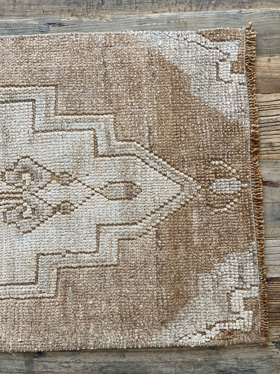 1’4 x 3’4 Antique Taspinar Rug Muted Camel Brown & Greige Monochromatic