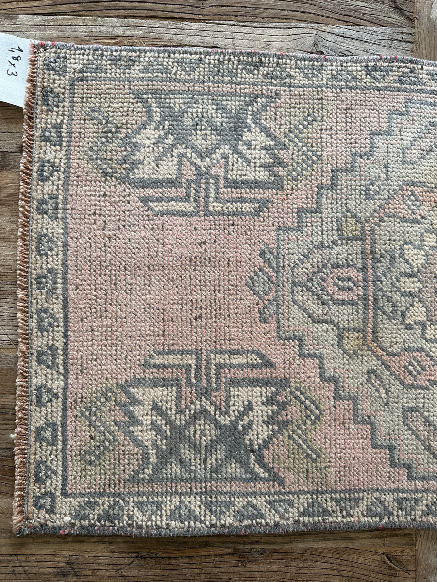 1’8 x 3’ Vintage Turkish Oushak Mat Muted Pastels*