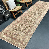 3’6 x 13’9 Classic Antique Runner Muted Brown, Beige and Blush Pink