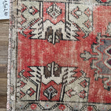 1’5 x 2’10 Vintage Turkish Oushak Rug Muted Rust, Beige & Purple '5171