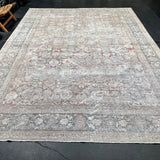 9’4 x 12’6 Classic Antique Rug Muted Gray, Red & Blue '5268