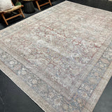 9’4 x 12’6 Classic Antique Rug Muted Gray, Red & Blue '5268