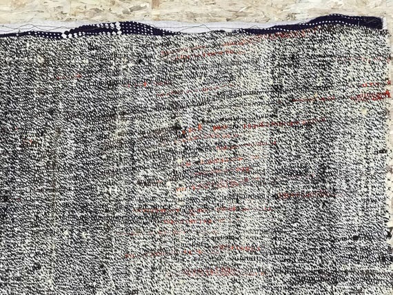 6 x 9 MCM Vintage Turkish Kilim Rug Hemp Goat Hair Flatweave Turkish Carpet Pastel Pinks, Blue, White, Green and Black