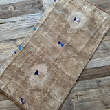 1’5 x 2’8 Antique Taspinar Rug Muted Camel Beige & Blue