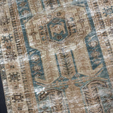 3’5 x 10’ Classic Vintage Runner Muted Turquoise Blue & Beige '5236