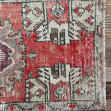 1’5 x 2’10 Vintage Turkish Oushak Rug Muted Rust, Beige & Purple '5171